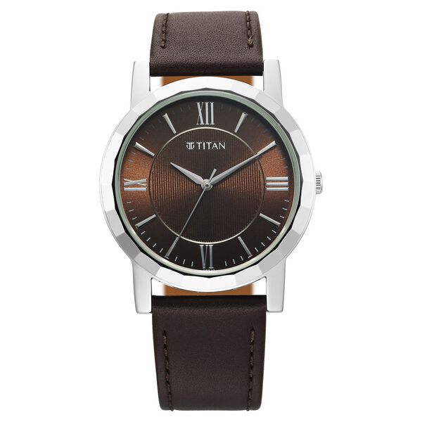 Titan Karishma Zing Quartz Analog Brown Dial Leather Strap Watch for Men - image number 0