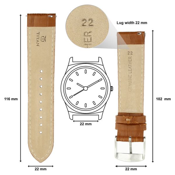 22 mm Tan Genuine Leather Strap for Men - image number 1