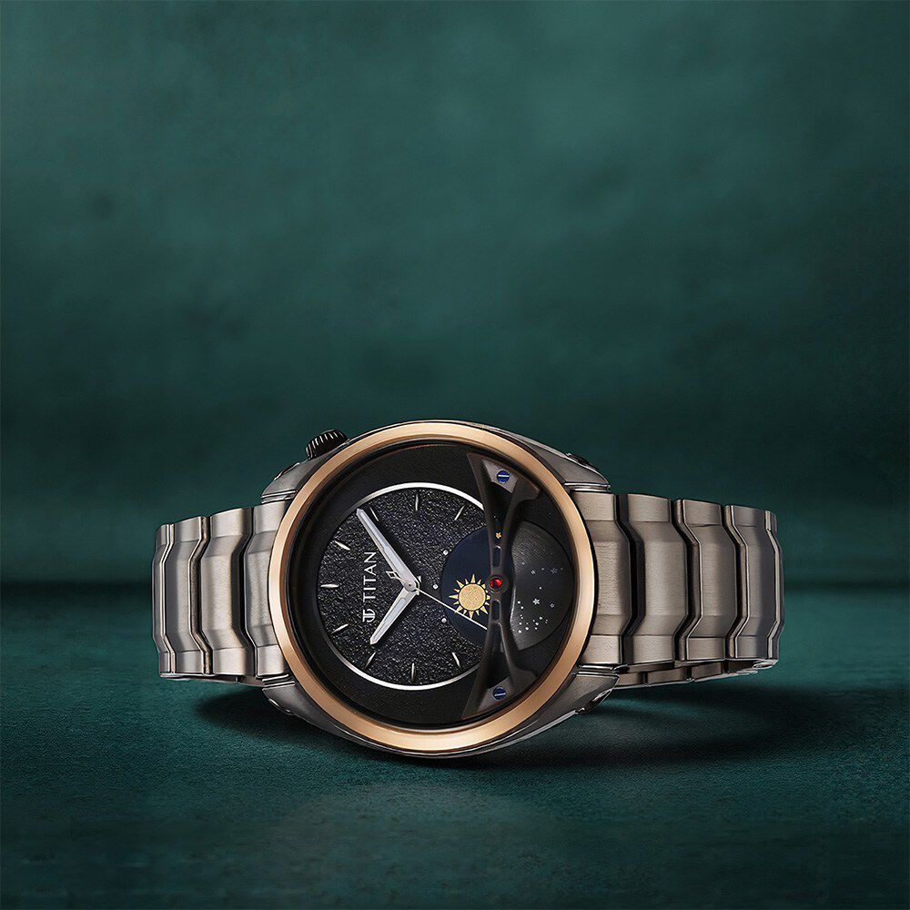 Buy Online Titan Stellar Quartz Multifunction Black Dial Stainless