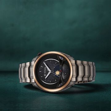 Titan Stellar Quartz Multifunction Black Dial Stainless Steel Strap Watch for Men