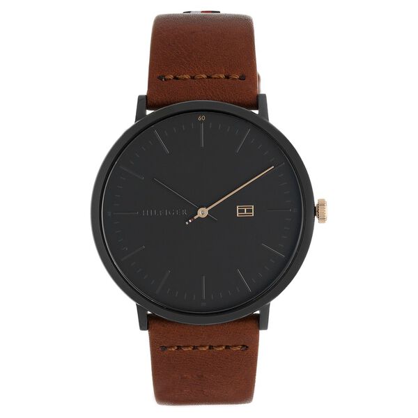 Tommy Hilfiger Quartz Analog Black Dial Leather Strap Watch for Men - image number 0