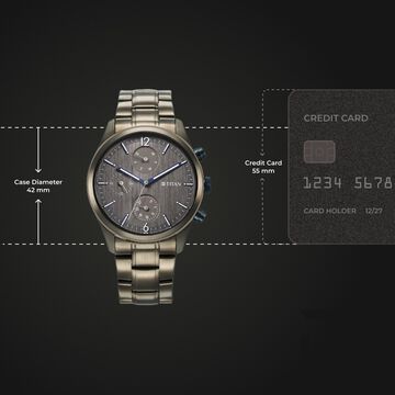 Titan Neo Splash Quartz Multifunction Anthracite Dial Stainless Steel Strap Watch for Men