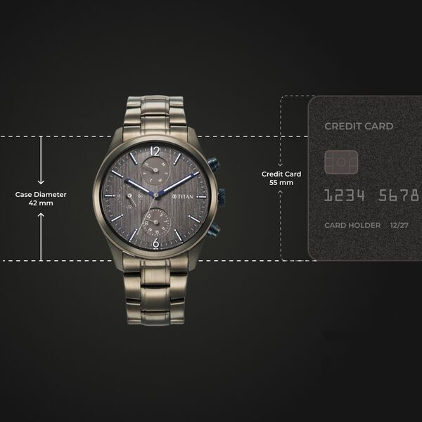 Titan Neo Splash Quartz Multifunction Anthracite Dial Stainless Steel Strap Watch for Men - image number 2