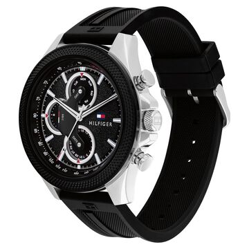Tommy Hilfiger Quartz Multifunction Black dial Silicone Strap Watch for Men