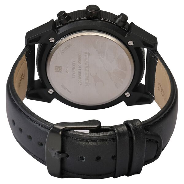 Fastrack Quartz Analog with Day and Date Blue Dial Leather Strap Watch for Guys - image number 4