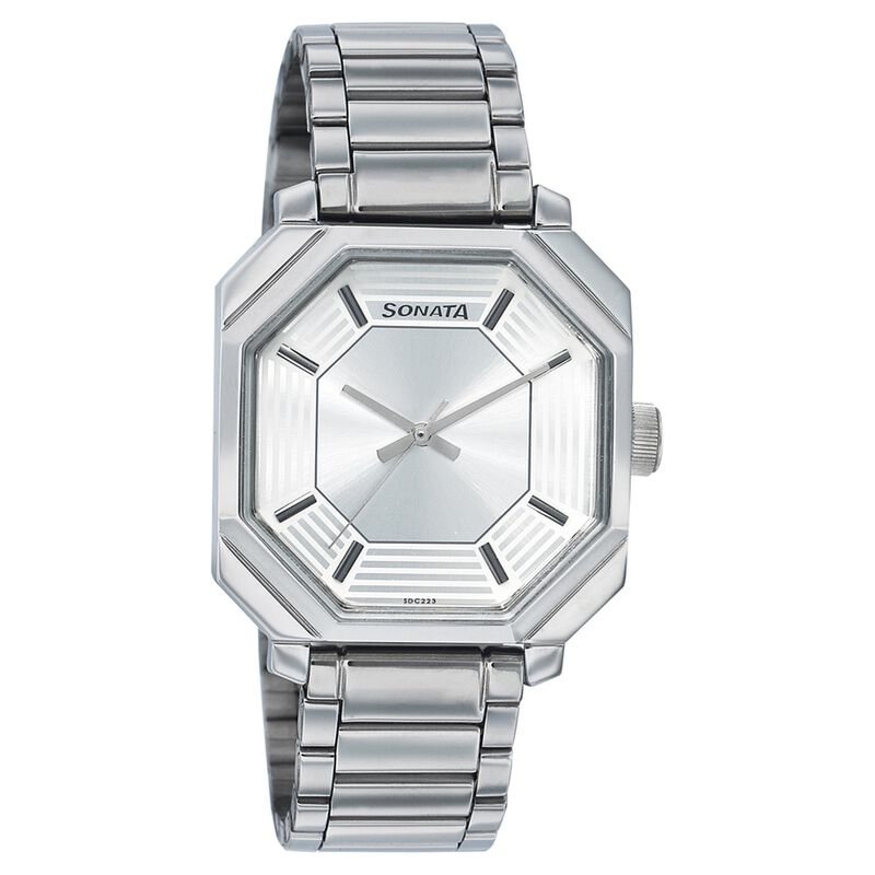 Sonata Quartz Analog Silver Dial Watch for Men