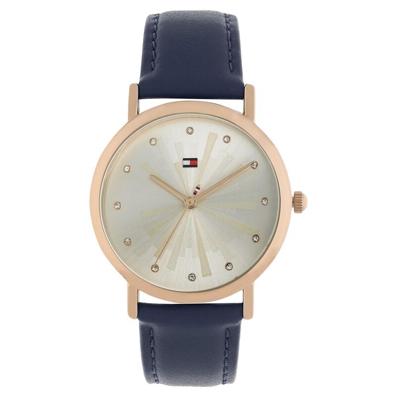 Tommy Hilfiger Quartz Analog Off White Dial Leather Strap Watch for Women