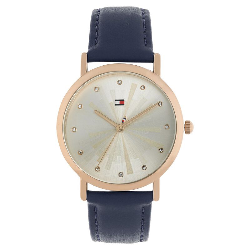 Tommy Hilfiger Quartz Analog Off White Dial Leather Strap Watch for Women - image number 0