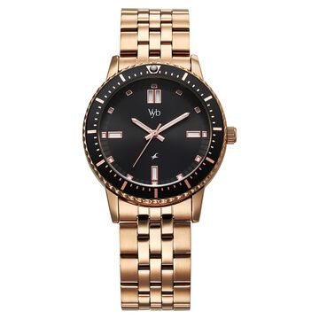 Vyb Manifester By Fastrack Quartz Analog Black Dial Metal Strap Watch For Girls