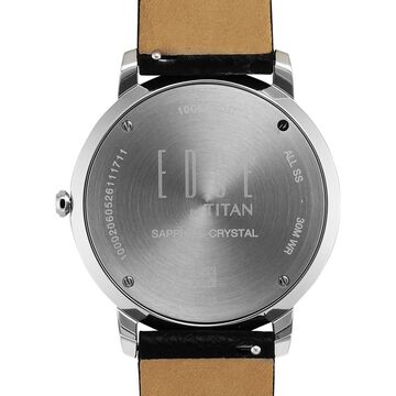 Edge Meister Quartz Analog Blue Dial Black Leather Strap Watch For Men