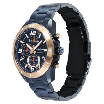 Octane Velocity Sporty Blue Dial Round Blue And Rose Gold Steel Watch For Men
