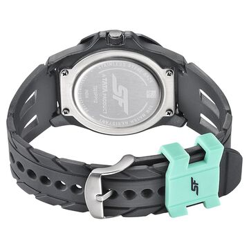 SF Quartz Analog Black Dial PU Strap Watch for Men