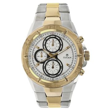 Titan Chronograph White Dial Stainless Steel Strap watch for Men