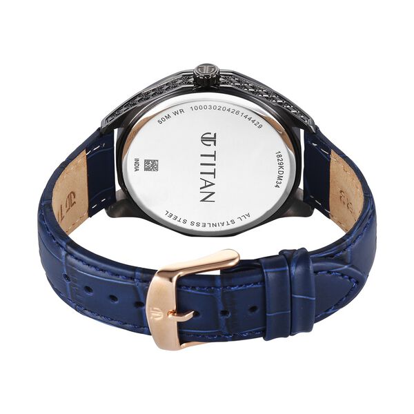 Titan Regalia Opulent Offset Second Hand Blue Dial Blue Leather Strap Watch For Men - image number 6