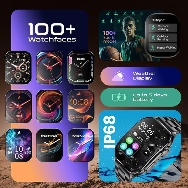 Fastrack Revoltt FS2 Pro (Metal) 1.96" Super AMOLED Smart Watch Metal Body with 1000 Nits Brightness BP & Sleep Monito - image number 5
