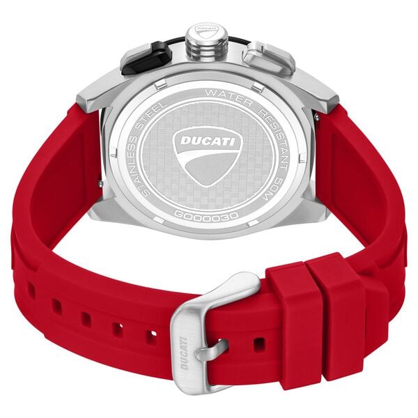 Ducati Quartz Chronograph Black Dial Red Silicone Strap Watch For Men - image number 2