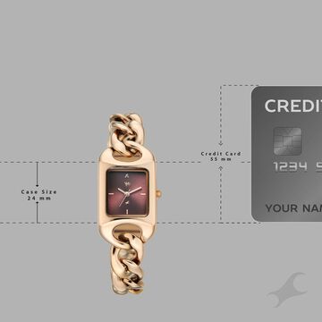 Vyb Prodigy By Fastrack Quartz Analog Maroon Dial Rose Gold Metal Strap Watch For Girls