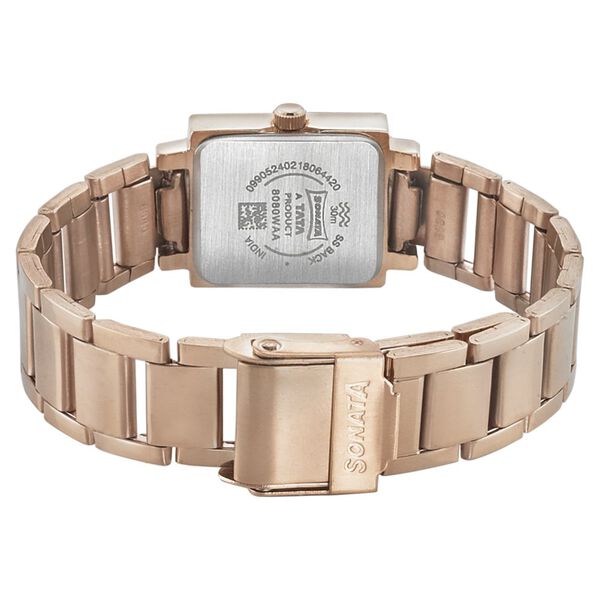 Sonata Blush Rose Gold Dial Women Watch With Stainless Steel Strap - image number 3