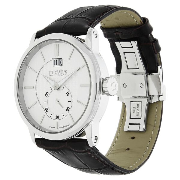 Xylys Swiss Analog with Date Brown Leather Strap and White Dial Watch For Men - image number 1