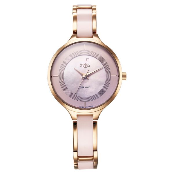 Xylys Seraphina Swiss Analog Steel & Ceramic Mother of Pearl Pink Dial Watch for Women - image number 1
