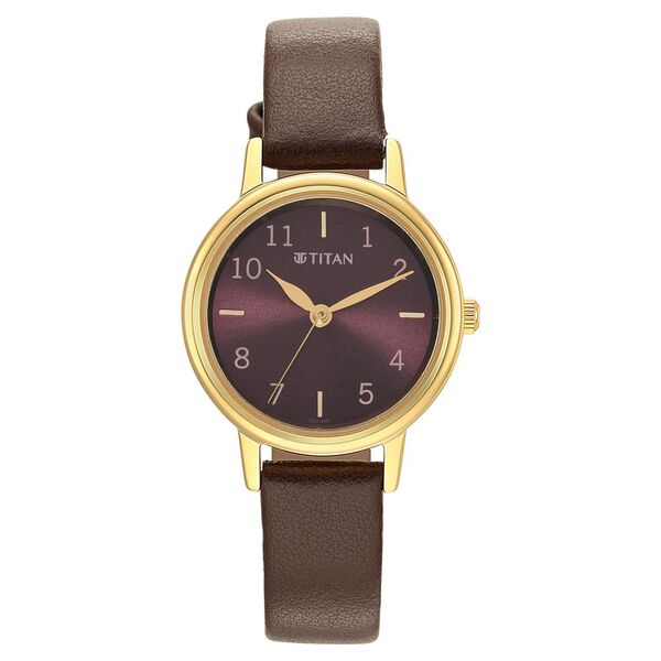 Titan Karishma Brown Dial Leather Strap Watch for Women - image number 1