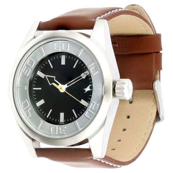 Buy Online Fastrack Quartz Analog Black Dial Leather Strap Watch for ...
