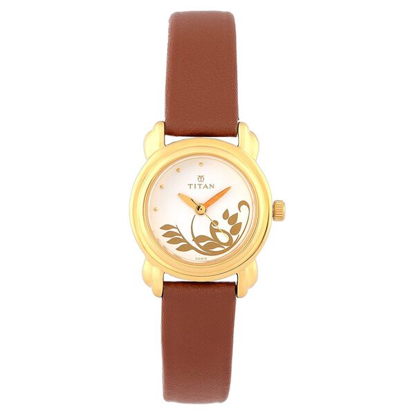 Titan Quartz Analog White Dial Leather Strap Watch for Women - image number 0