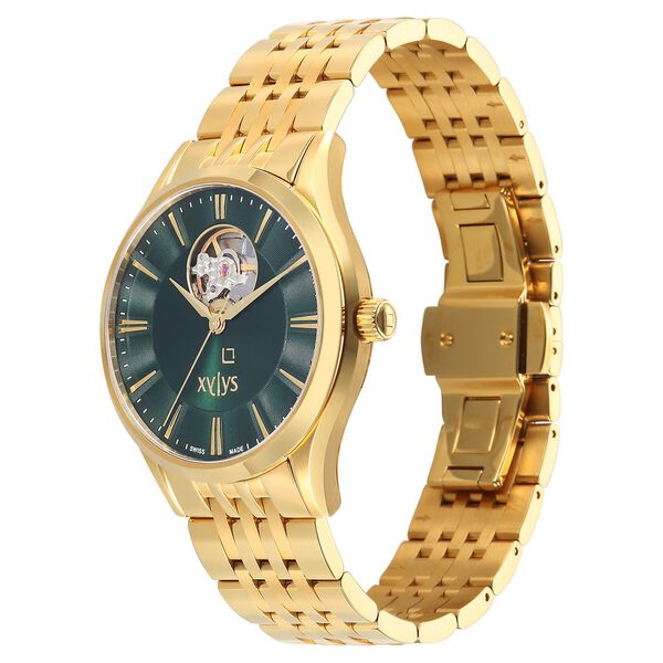 Xylys Belvedere Automatic Green Dial Golden Stainless Steel Strap Watch For Men - image number 2