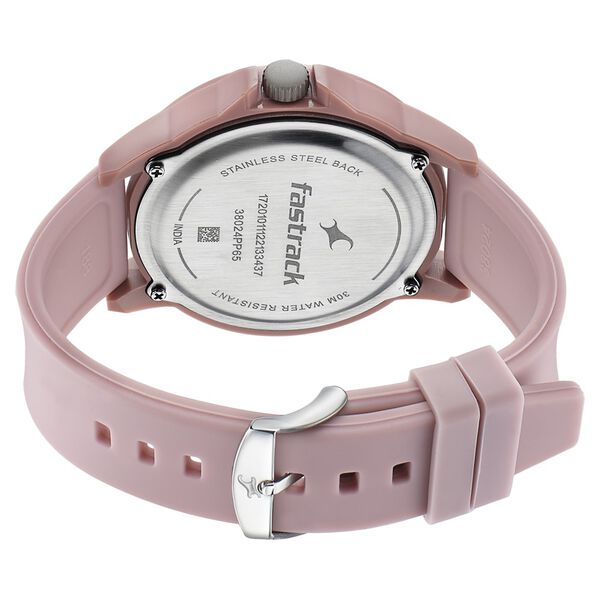 Buy Online Fastrack Tees Quartz Analog Pink Dial Silicone Strap