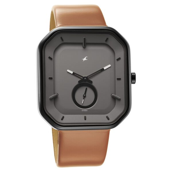 Fastrack After Dark Grey Dial Leather Strap Watch for Guys - image number 1