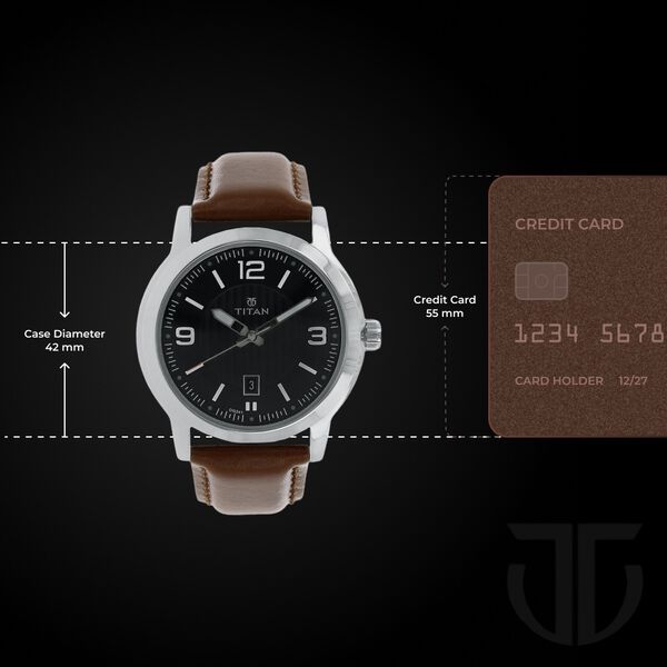 Buy Online Titan Quartz Analog Black Dial Leather Strap Watch for