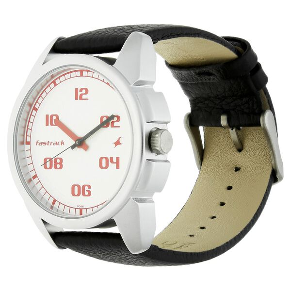 Fastrack Quartz Analog White Dial Leather Strap Watch for Guys - image number 1