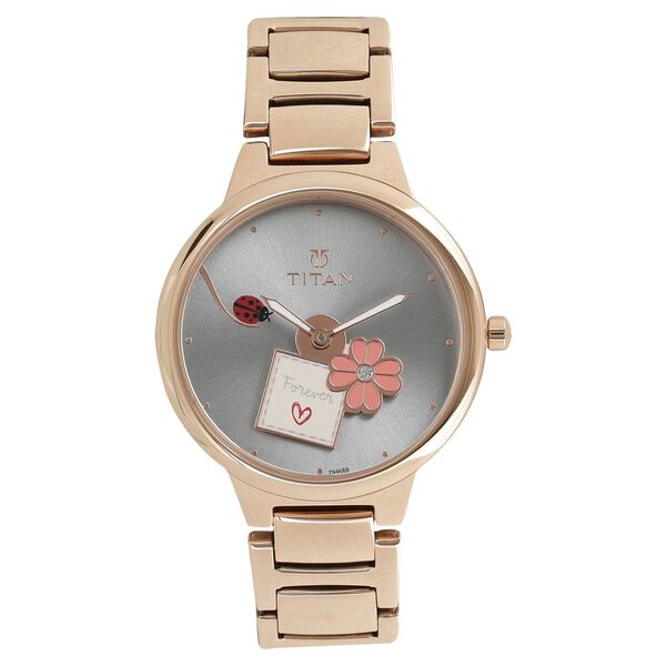 Titan Quartz Analog Grey Dial Stainless Steel Strap Watch for Women - image number 0