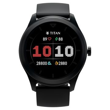 Titan Smart Touch Screen Unisex Watch with Black Dial Silicone Strap with Women's Health tracking