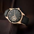 Titan Automatic Open Heart Black Dial Black Leather Strap Watch for Men - image number 0