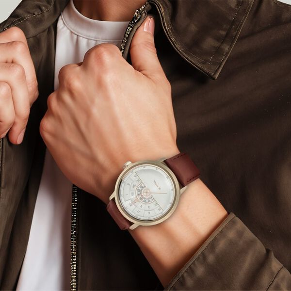 Titan Grandmaster White Dial Quartz Analog Leather Strap Watch for Men - image number 5