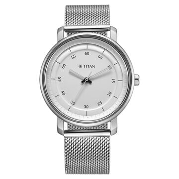 Titan Workwear Quartz Analog Silver Dial Stainless Steel Strap Watch for Men