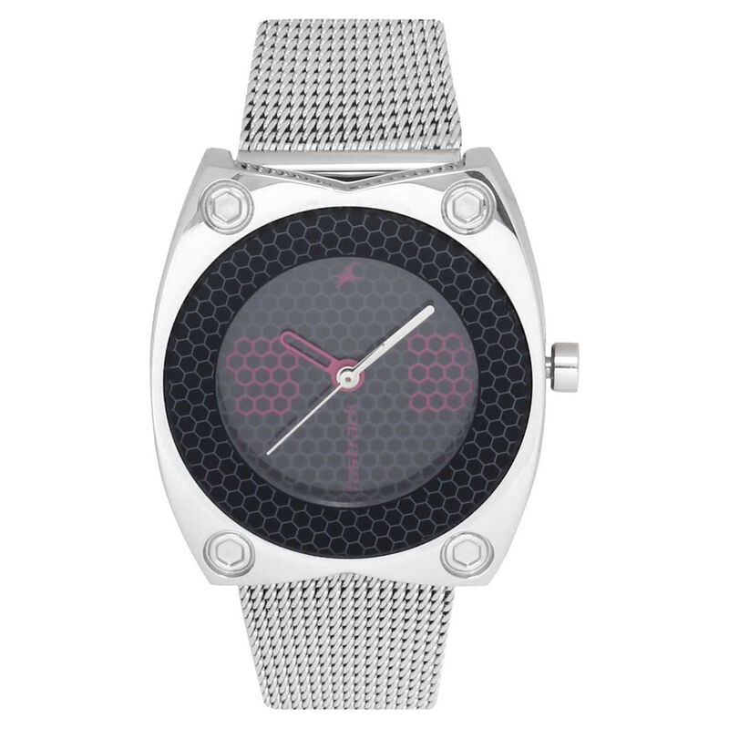 Fastrack Quartz Analog Black Dial Stainless Steel Strap Watch for Girls - image number 0