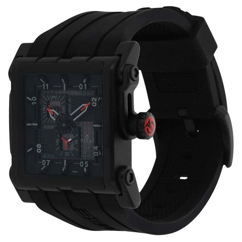 Titan Quartz Multifunction Black Dial Silicone Strap watch for Men - image number 1