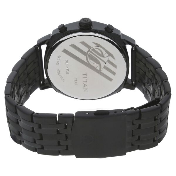 Titan Quartz Chronograph Black Dial Stainless Steel Strap Watch for Men - image number 3