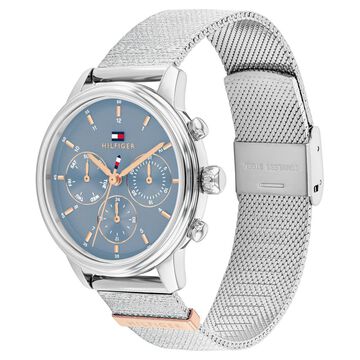 Tommy Hilfiger Quartz Multifunction Blue Dial Rose Gold Stainless Steel Strap Watch For Women