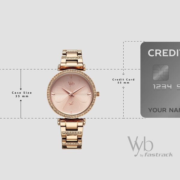 Vyb Diva By Fastrack Quartz Analog Rose Gold Dial Rose Gold Metal Strap Watch For Girls - image number 3