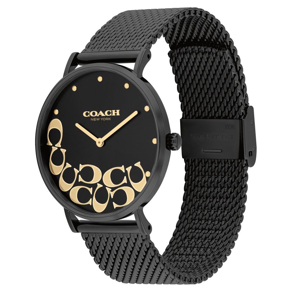 Buy Online Coach Quartz Analog Black Dial Stainless Steel Strap