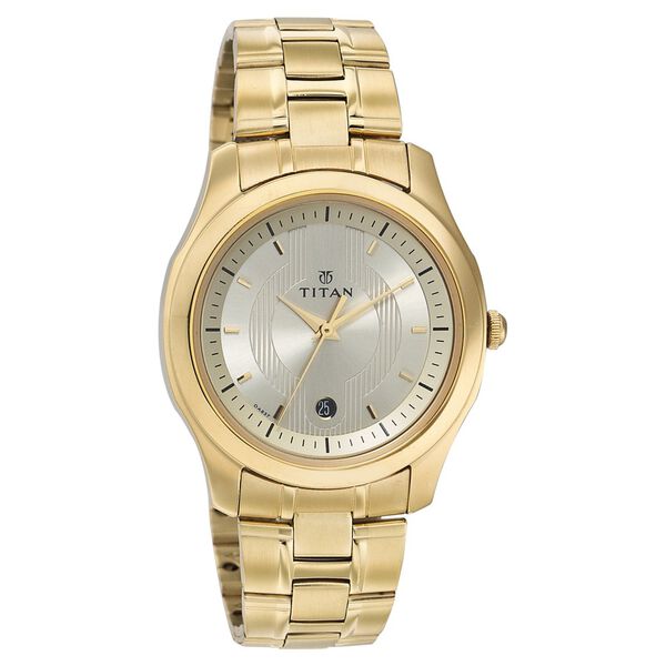 Titan Quartz Analog with Date Champagne Dial Watch for Men - image number 0