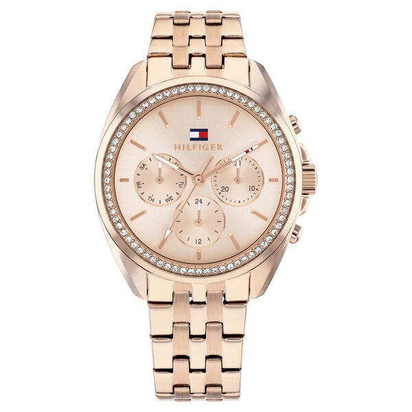 Tommy Hilfiger Quartz Multifunction Golden Dial Golden Stainless Steel Strap Watch For Men - image number 0