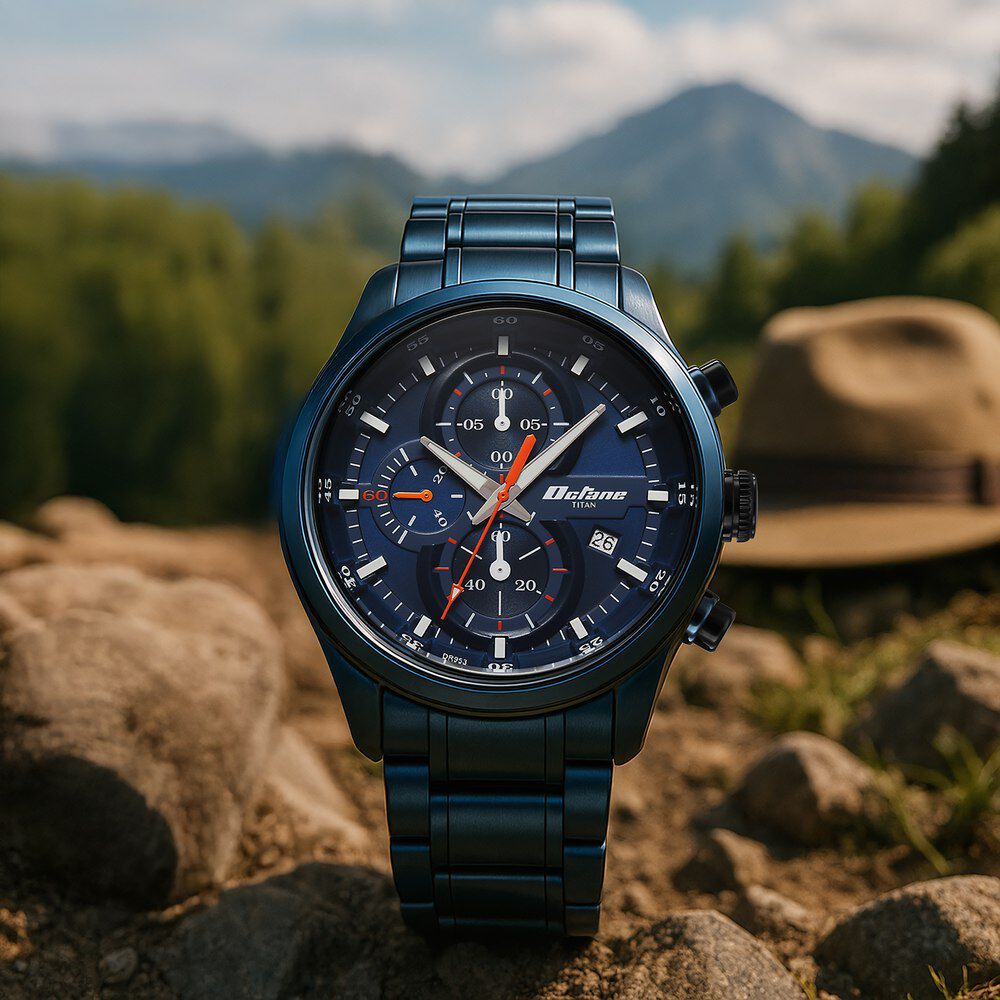 Buy Online Titan Octane Primal Quartz Chronograph Blue Dial Blue