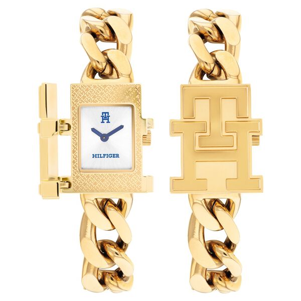 Tommy Hilfiger Quartz Analog Silver Dial Golden Stainless Steel Strap Watch For Women - image number 0