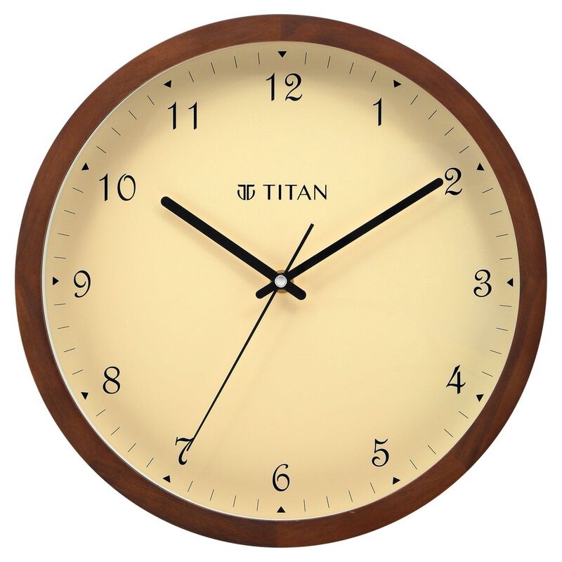 Buy Online Titan Wooden Wall Clock Brown Dial with Silent Sweep 30 cm