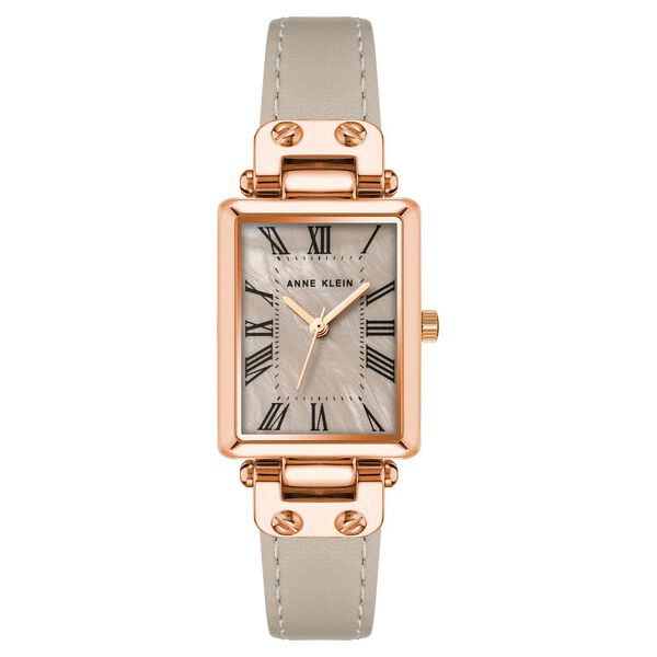 Anne Klein Quartz Analog Grey Dial Leather Strap Watch for Women - image number 0