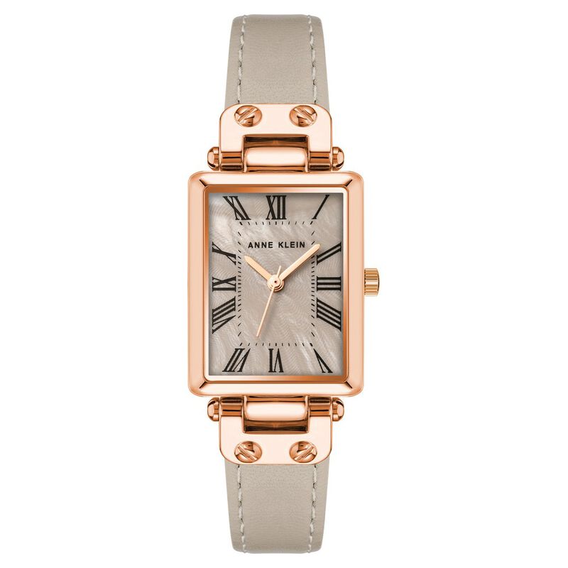 Anne Klein Quartz Analog Grey Dial Leather Strap Watch for Women